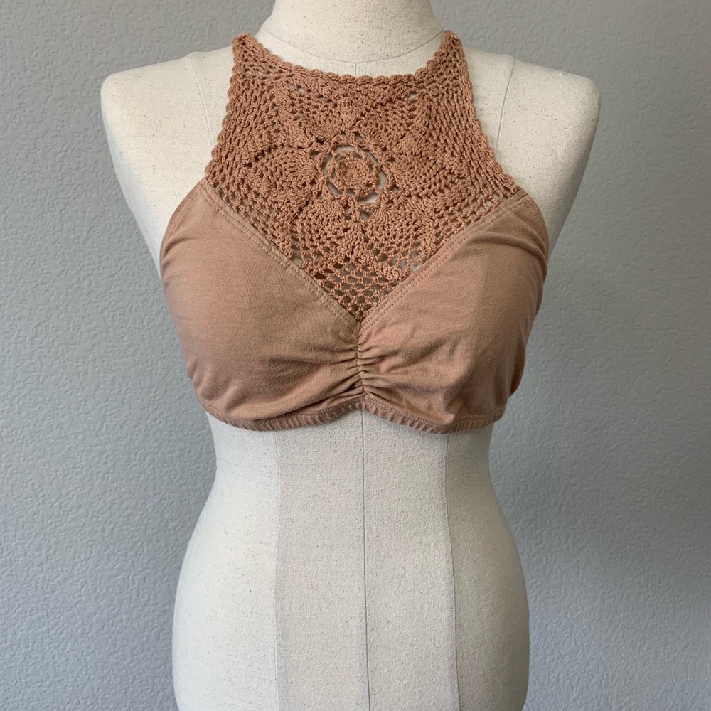 [Volcom] Crochet Flower Halter Bralette Sz L